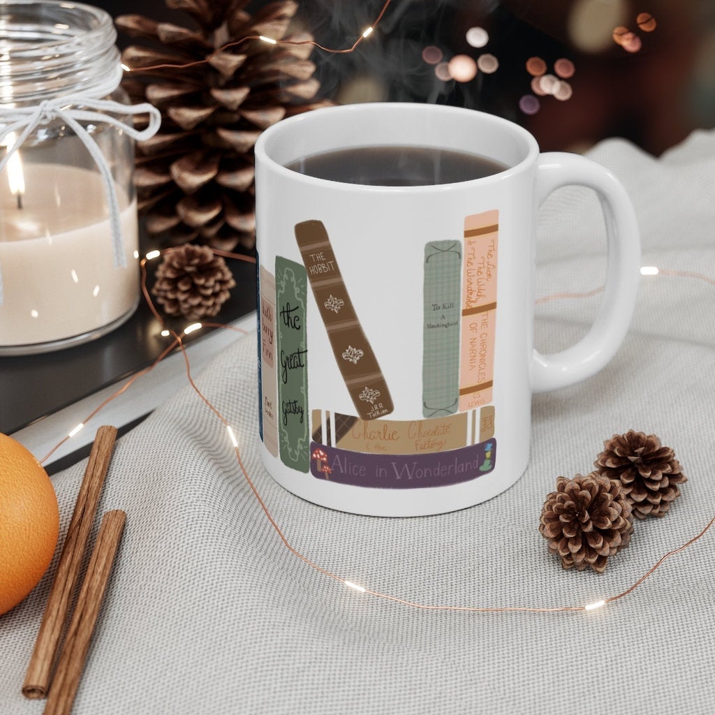 Bookshelf Classic Books Mug